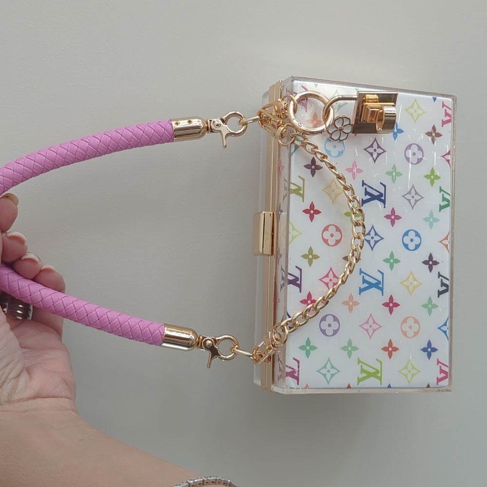 UPCYCLED Novelty Clutch with Pink Handle